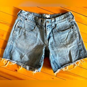 J Crew, size 0, low-ish rise jean shorts
